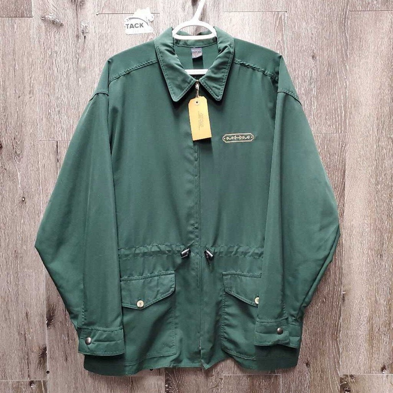 Thin Cotton Jacket, zipper *vgc, older, seam puckers, undone seam stitching L Green Used