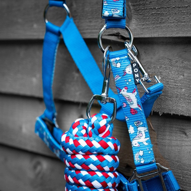 Gallop Unicorn Headcollar Set Sky Shetland