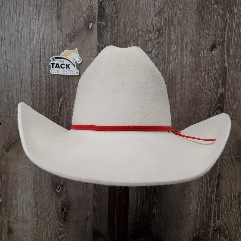Vintage Thick Felt Western – Cowboy Hat *vgc, mnr dust, dirt?stains, hair & loose lining 6 7/8 White/Red Used