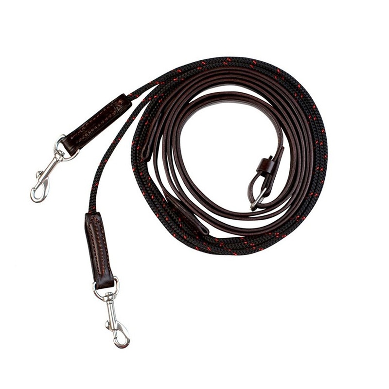 Walsh Leather Draw Reins with Rope Horse Brown