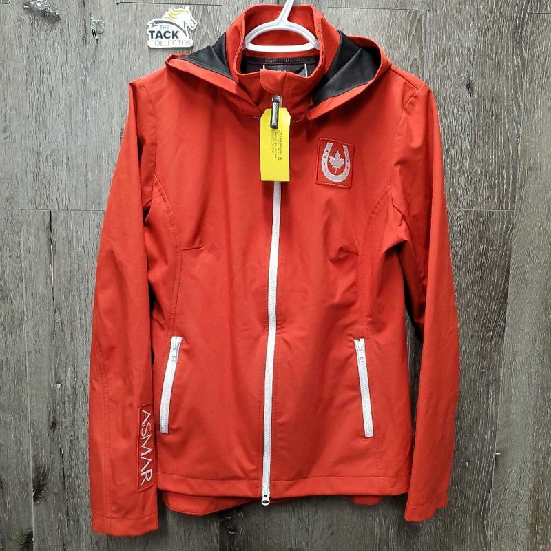 Light Riding Jacket, zipper, detachable hood “Canada” *xc/like new M Red/White New