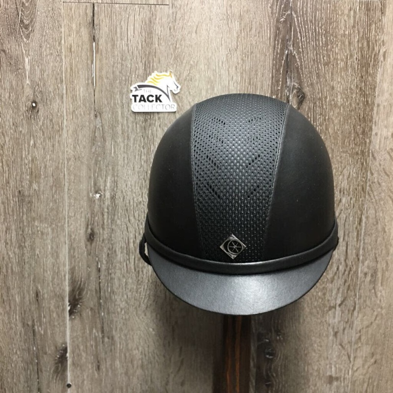 Leather Helmet, tags, bag *new 7-3/8″ Black New