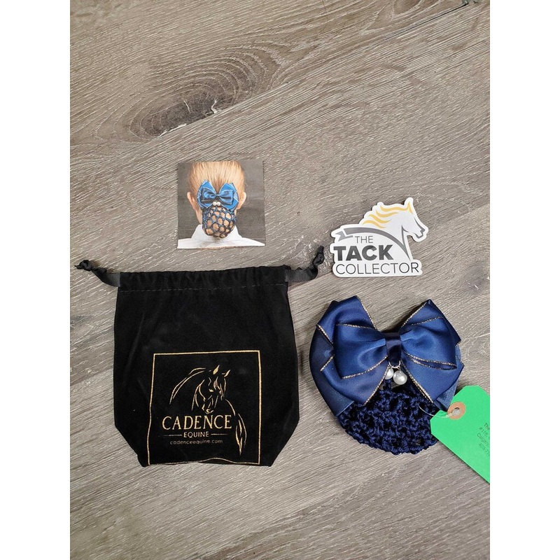 Classic Bow & Bun Cover, Clip, Pearls, Bag *new Blue/Gold Used