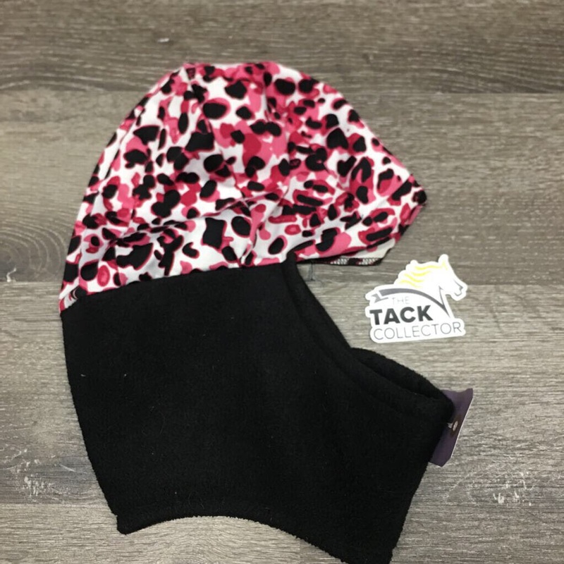 Lycra & Fleece Winter Helmet Cover *gc, clean, clumpy, hairy Black/Pink/White Used