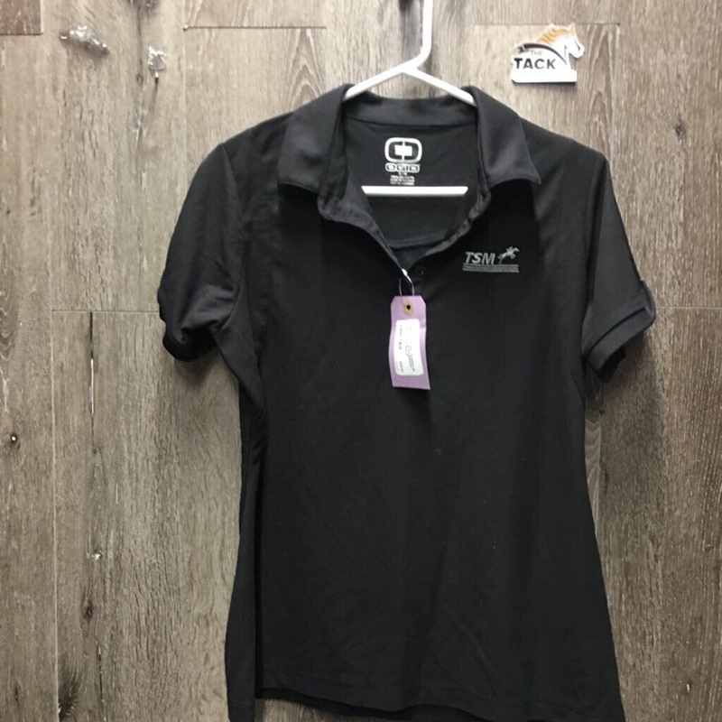 SS Polo Shirt, 1/3 Button Up “TSM – Team Spruce Meadows” *vgc, mnr hair M Black Used