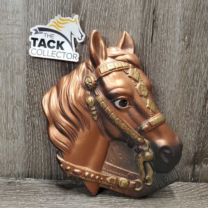 Ceramic Horsehead Wall Mount Art *gc, chipped edges, scratches sm Brown/Gold Used
