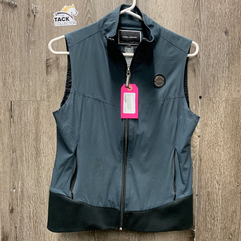 Light Mesh Back Vest, zipper *gc, mnr hair, dirt, loose threads & stains, seam puckers, older, faded S Black/DarkBlue Used
