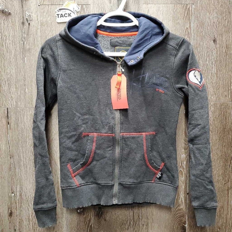 JUNIORS Sweatshirt Hoodie, zipper *gc, edge rubs, seam rubs & threads, rubs, pills 12 Drk Grey Used