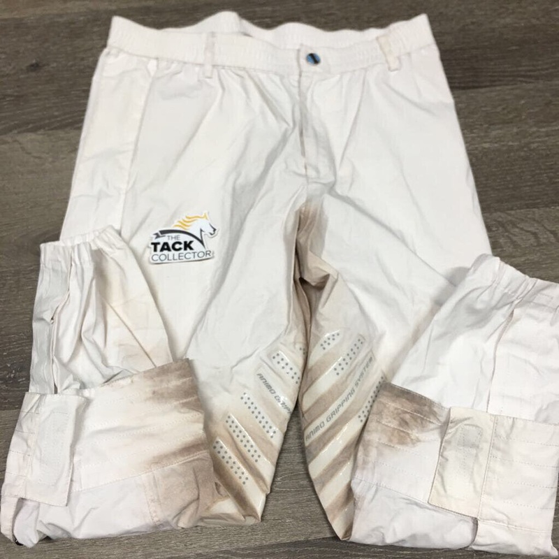 Rain Pants, zips, velcro *gc, v.stained, dingy Xlg? White Used