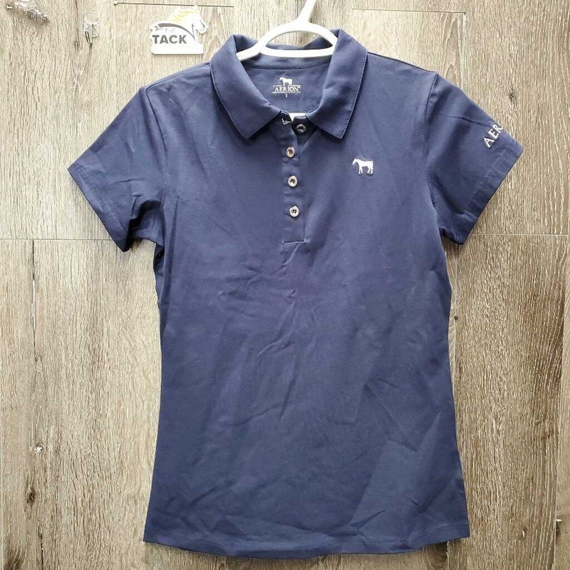 SS Polo Shirt, 1/4 Button up, tag *new S Navy/White New