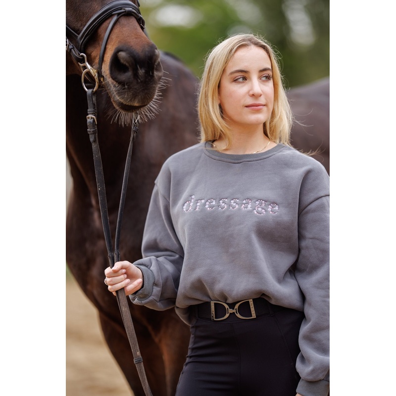 “DRESSAGE” Sweatshirt – Grey w/Purple