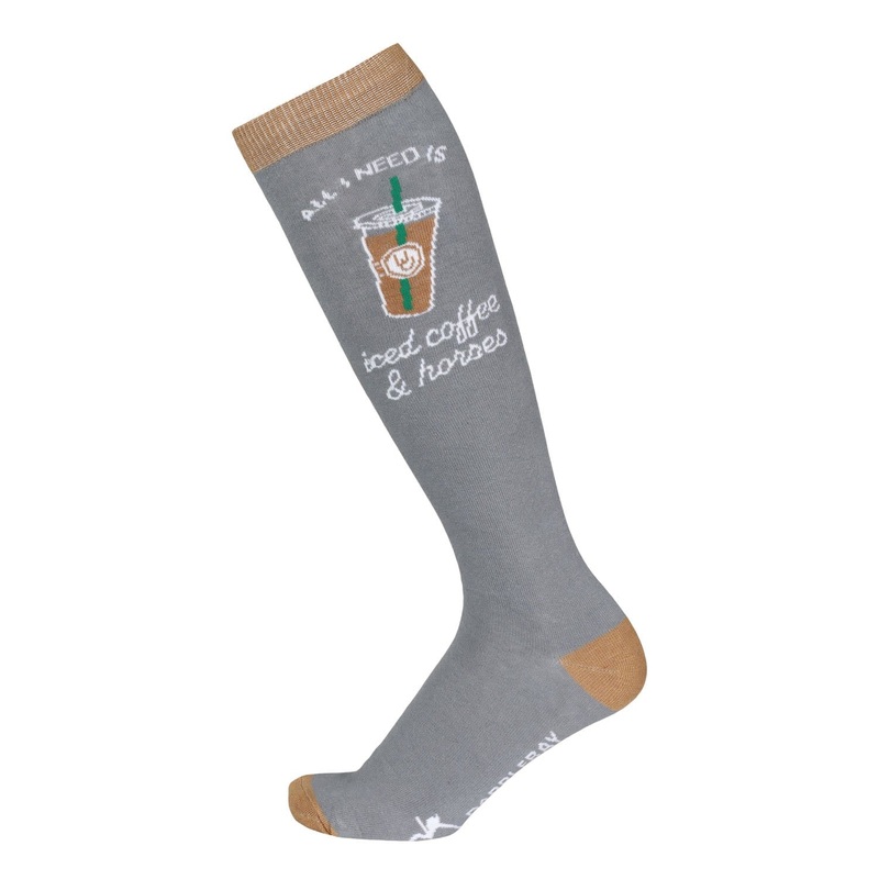 Dapplebay Womens Knit Boot Socks – Iced Coffee & Horses