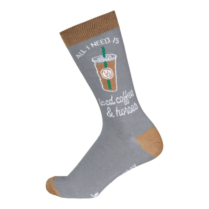 Dapplebay Womens Knit Crew Socks – Iced Coffee & Horses