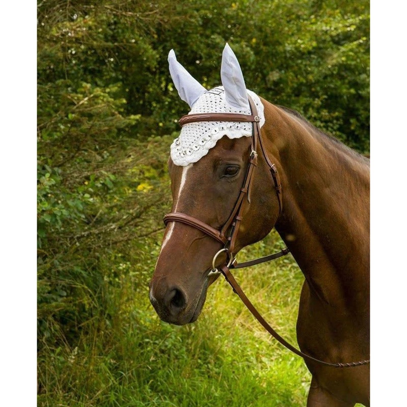 Equine Couture Floral Fly Bonnet – White