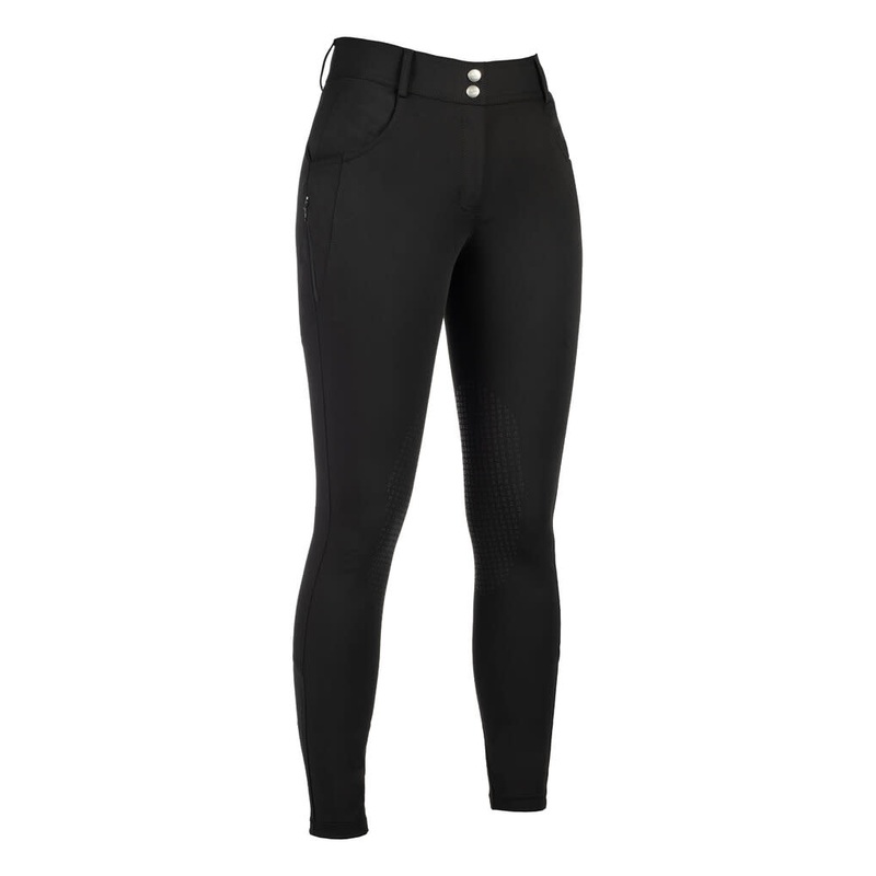 HKM Womens Ari Mid Rise Silicon Knee Patch Breeches – Black
