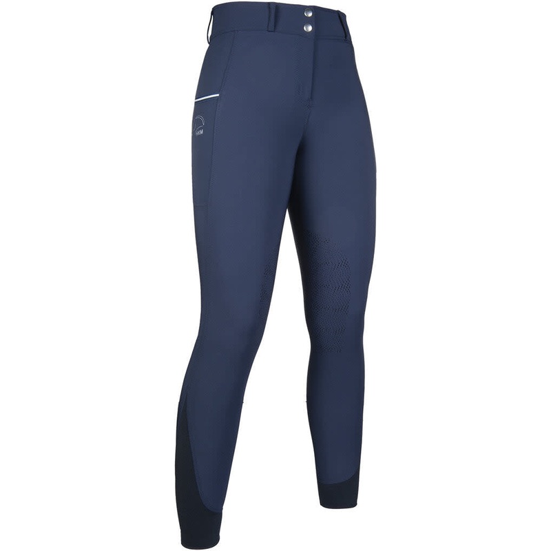 HKM Womens Comfort Flo Silicon Knee Patch Breeches – Deep Blue