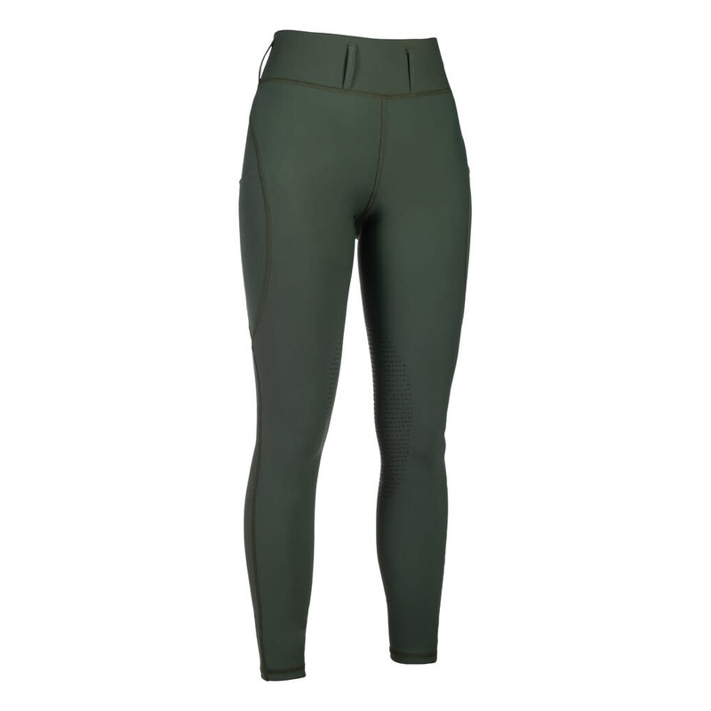 HKM Womens Jil High Waist Silicon Knee Patch Tights – Olive Green