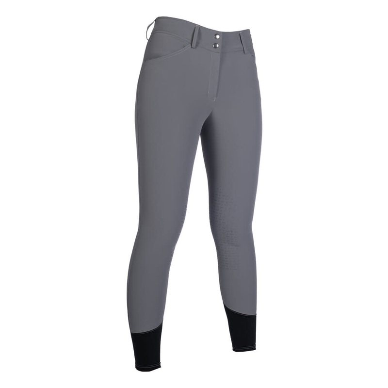HKM Womens Tampa Silicone Knee Patch Breeches – Grey