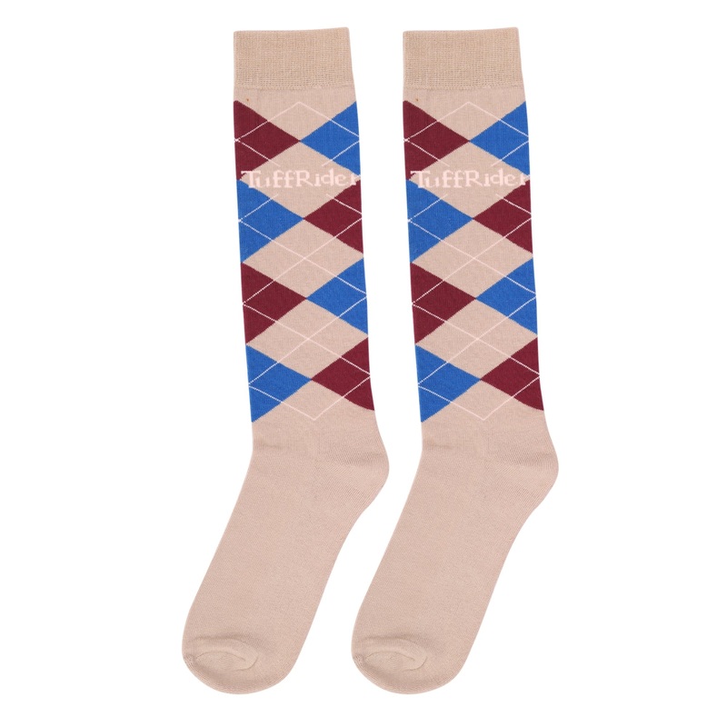 TuffRider Argyle Knee High Socks – Sand/Royal/Burgundy