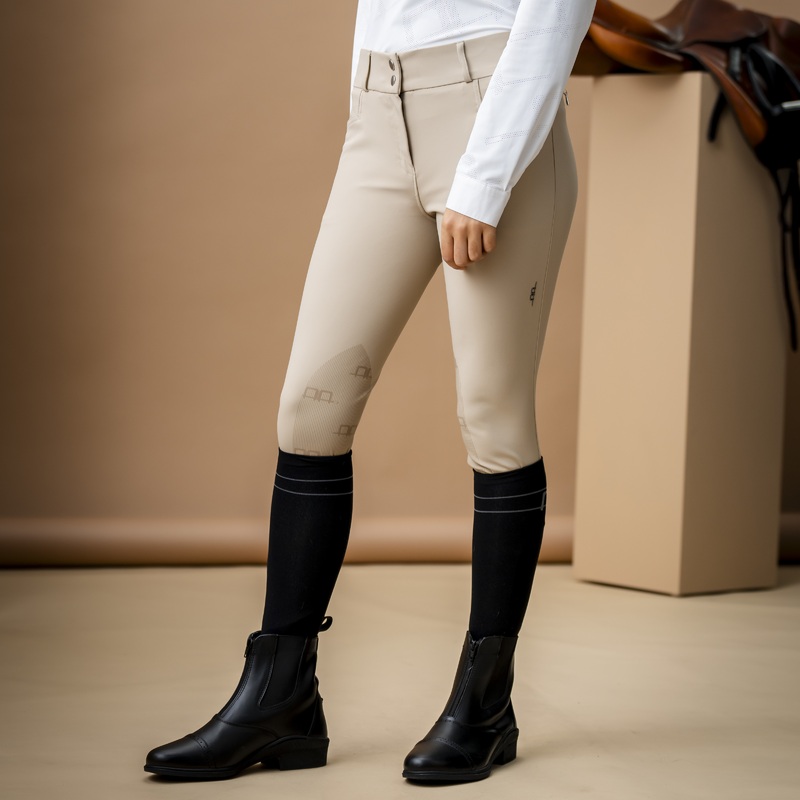 Alessandro Albanese Womens Aria Knee Patch Mid Rise Breeches – Beige