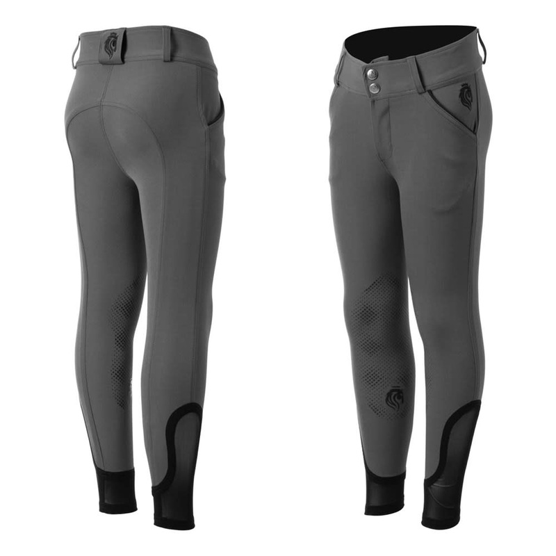 Equinavia Kids Greta Summer Knee Patch Breeches – Grey/Black