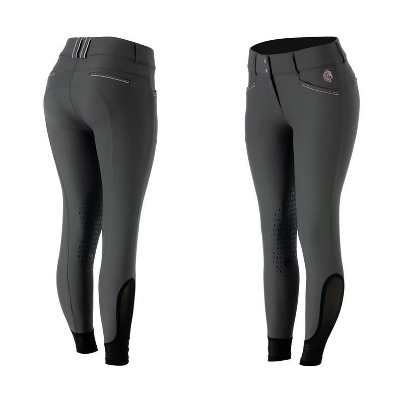 Equinavia Womens Victoria Silicone Knee Patch Breeches – Carbon Grey/Orchid Mist