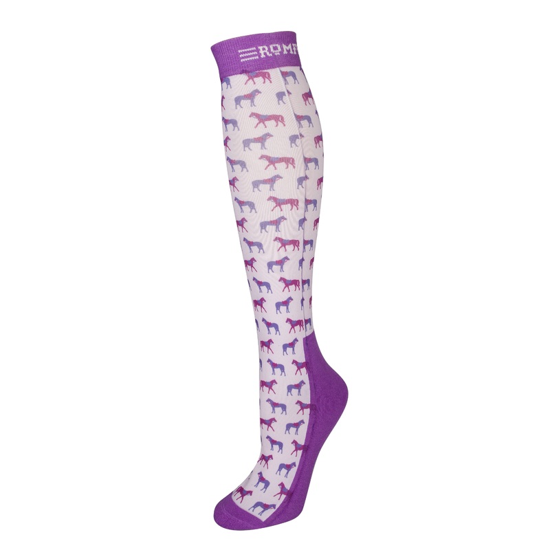 Romfh Womens Boot Sock – Lilac Little Horses