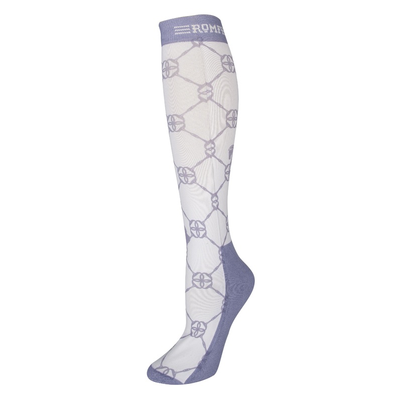 Romfh Womens Boot Sock – White Grey Little Bits