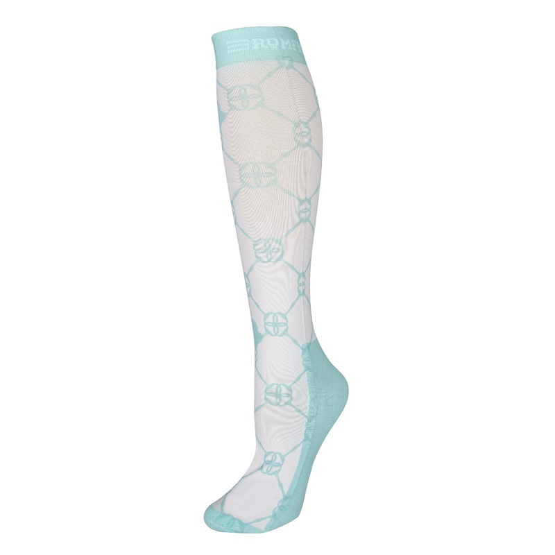 Romfh Womens Boot Sock – White Oasis Sky Little Bits