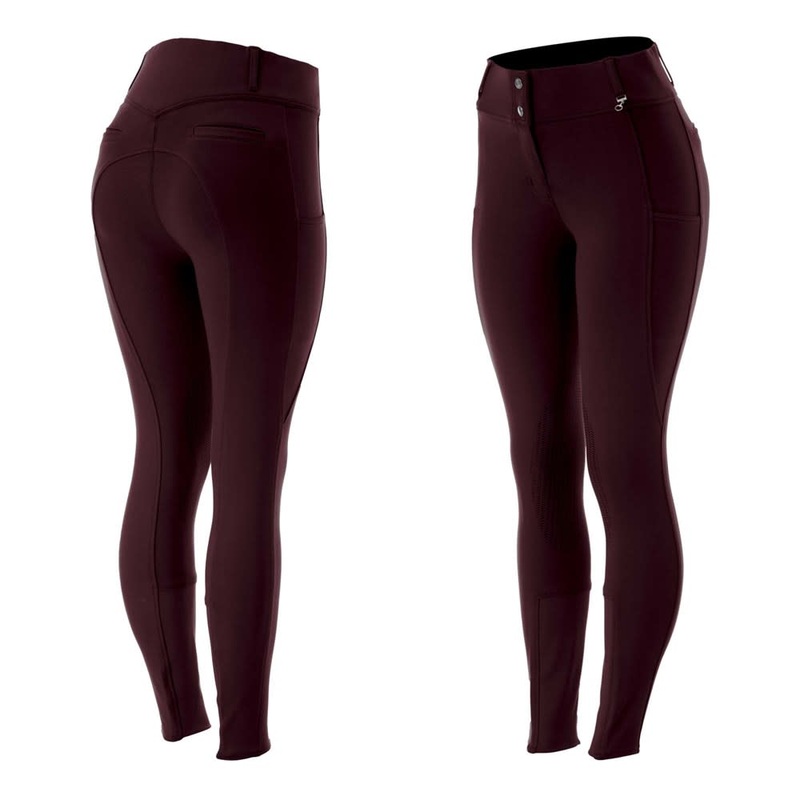 Horze Womens Mira Knee Grip Breeches – Burgundy