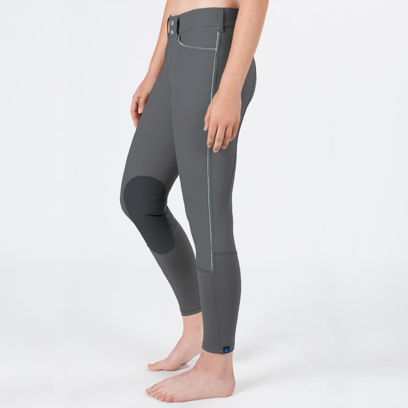 Irideon Womens Hampshire TechFleece Knee Patch Breeches – Graphite/Mint