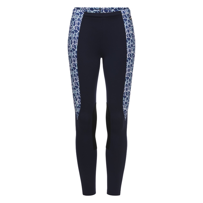 Kerrits Kids Knee Patch Performance Tights – Galaxy Blue/Snaffle Symphony