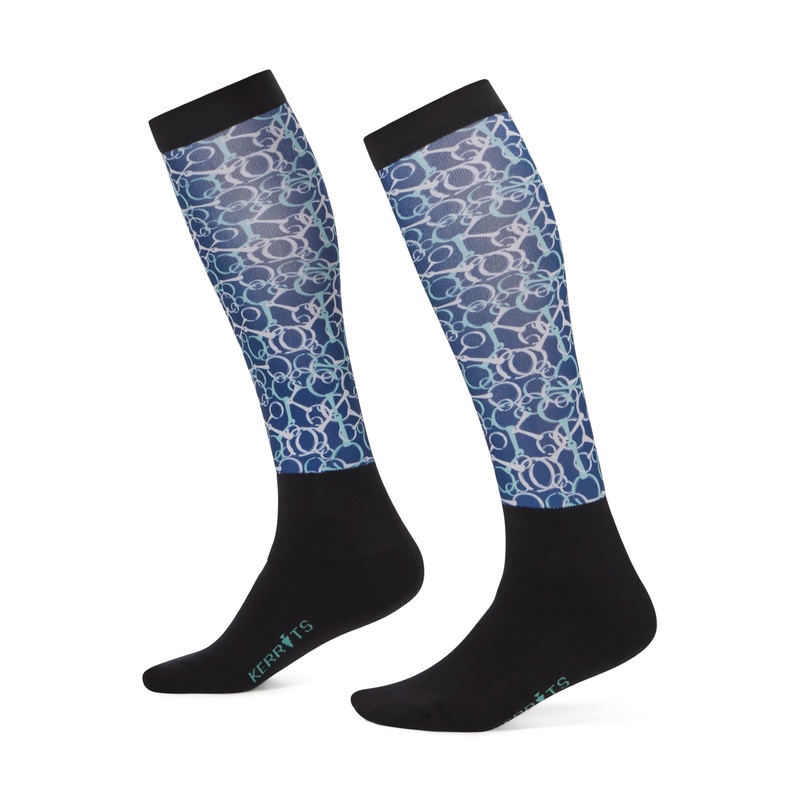 Kerrits Womens Dual Zone Boot Socks – Lapis Snaffle Symphony