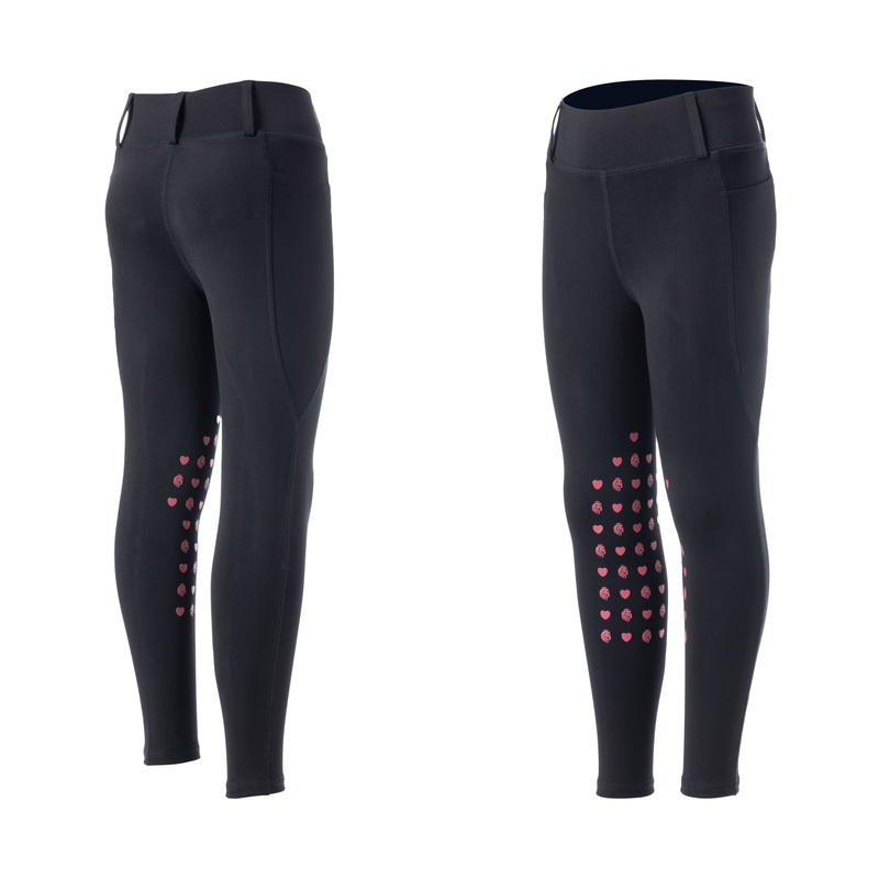 Equinavia Kids Classic Knee Patch Riding Tights – Black/Pink