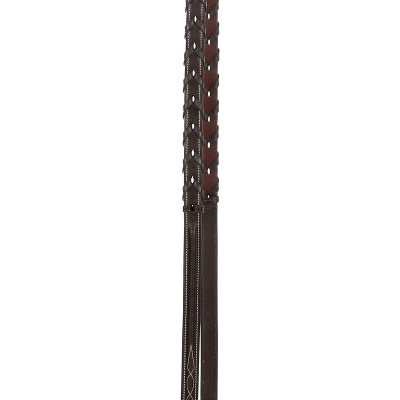 Equinavia Valkyrie Rubber Lined Laced Reins – Chocolate Brown