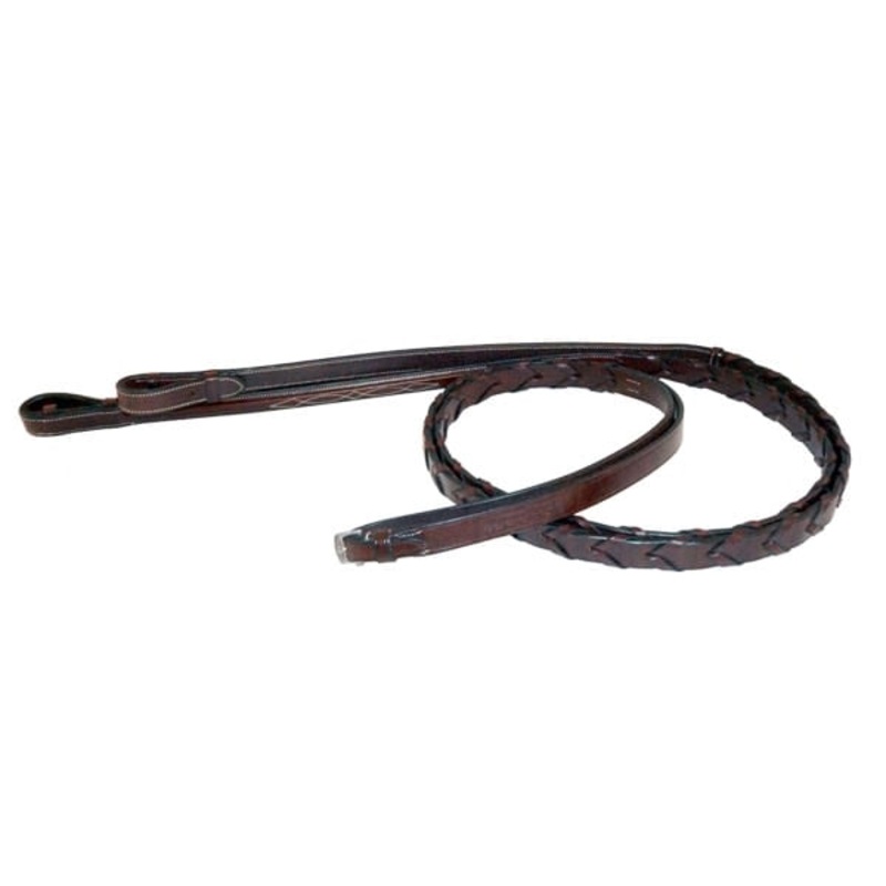Nunn Finer Round Raised Fancy Stitched Laced Reins – Havana