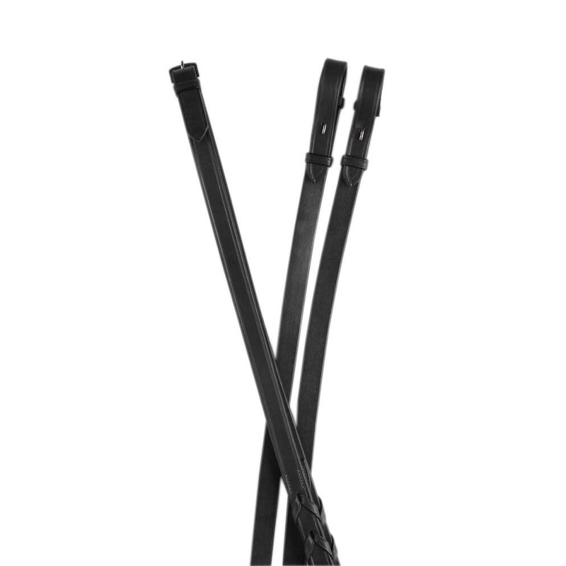 Collegiate Essential Plain Laced Reins – Black