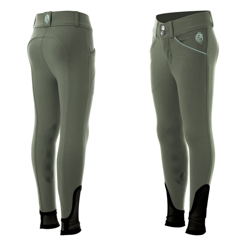 Equinavia Kids Greta Silicone Knee Patch Breeches – Agave Green/Green