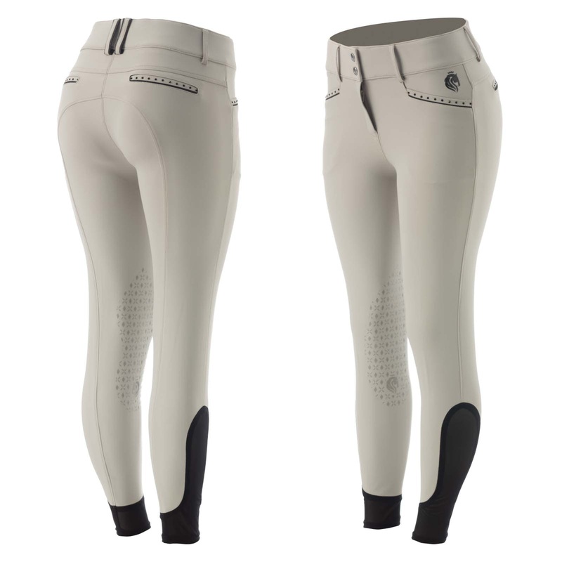 Equinavia Womens Victoria Silicone Knee Patch Breeches – Paloma Tan/Black