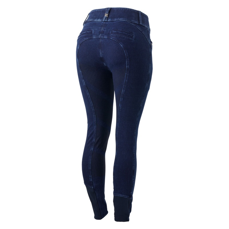 B Vertigo Womens Morgana Stretch Denim Full Seat Breeches – Denim Blue